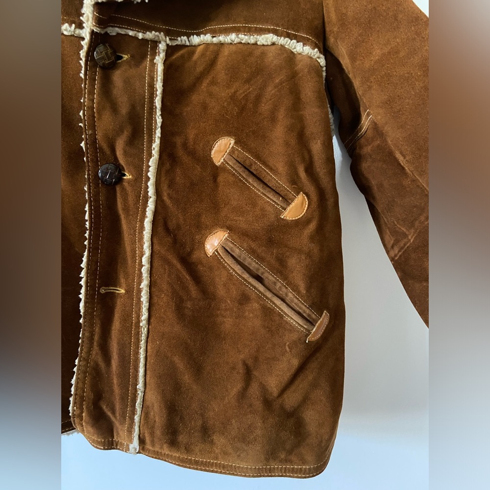 Vintage 1960s cowhide suede/shearling unisex jacket, size 42 - Picture 4 of 4